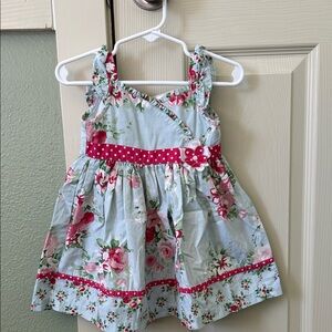 Blueberi Boulevard Floral Blue and Red Kids Dress